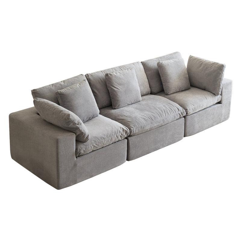Modern Minimalist Light Gray Fabric Sectional Sofa.