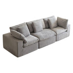 Modern Minimalist Light Gray Fabric Sectional Sofa.