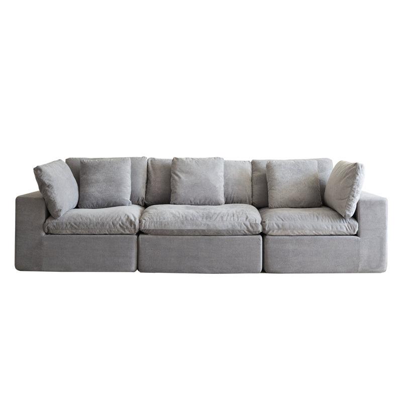 Modern Minimalist Light Gray Fabric Sectional Sofa.
