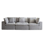 Modern Minimalist Light Gray Fabric Sectional Sofa.