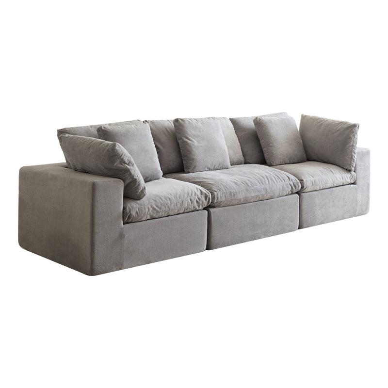 Modern Minimalist Light Gray Fabric Sectional Sofa.