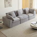 Modern Minimalist Light Gray Fabric Sectional Sofa.