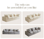 Modern Minimalist Light Gray Fabric Sectional Sofa.