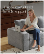 Modern Minimalist Light Gray Fabric Sectional Sofa.