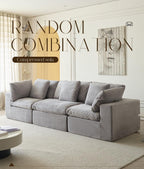 Modern Minimalist Light Gray Fabric Sectional Sofa.