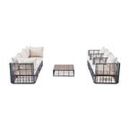 TOPMAX Modern Minimalist 7-Piece Metal Patio Sectional Sofa Set, All-Weather Garden Conversational Furniture Set with Thick Cushions and Coffee Table for Indoor Outdoor, Gray - Groovy Boardz