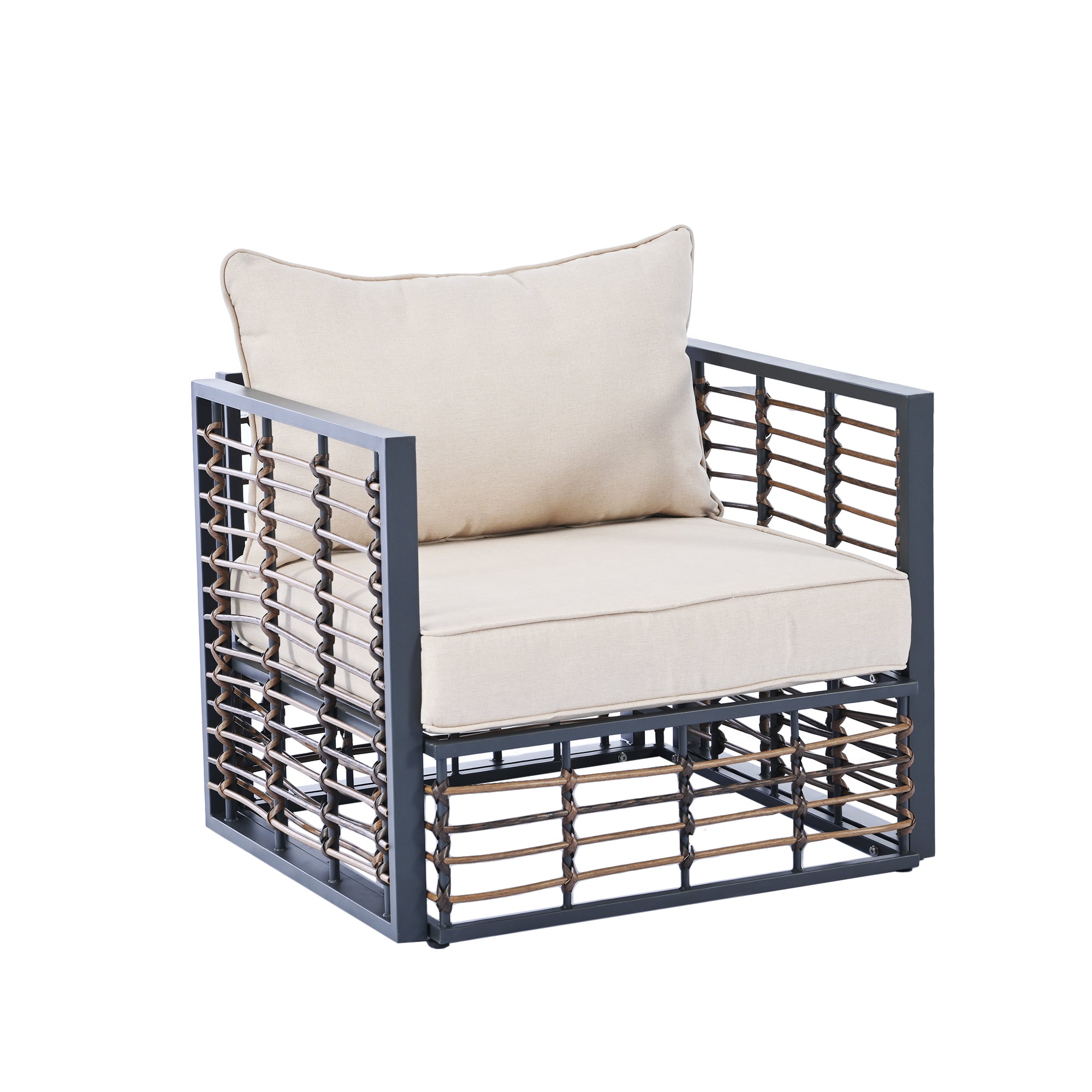 TOPMAX Modern Minimalist 7-Piece Metal Patio Sectional Sofa Set, All-Weather Garden Conversational Furniture Set with Thick Cushions and Coffee Table for Indoor Outdoor, Gray - Groovy Boardz