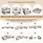 TOPMAX Modern Minimalist 7-Piece Metal Patio Sectional Sofa Set, All-Weather Garden Conversational Furniture Set with Thick Cushions and Coffee Table for Indoor Outdoor, Gray - Groovy Boardz