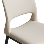 Modern minimalist white PU leather Dining Chairs Set of 2, comfortable backrest design, metal leg support, suitable for restaurants, kitchens, and offices.