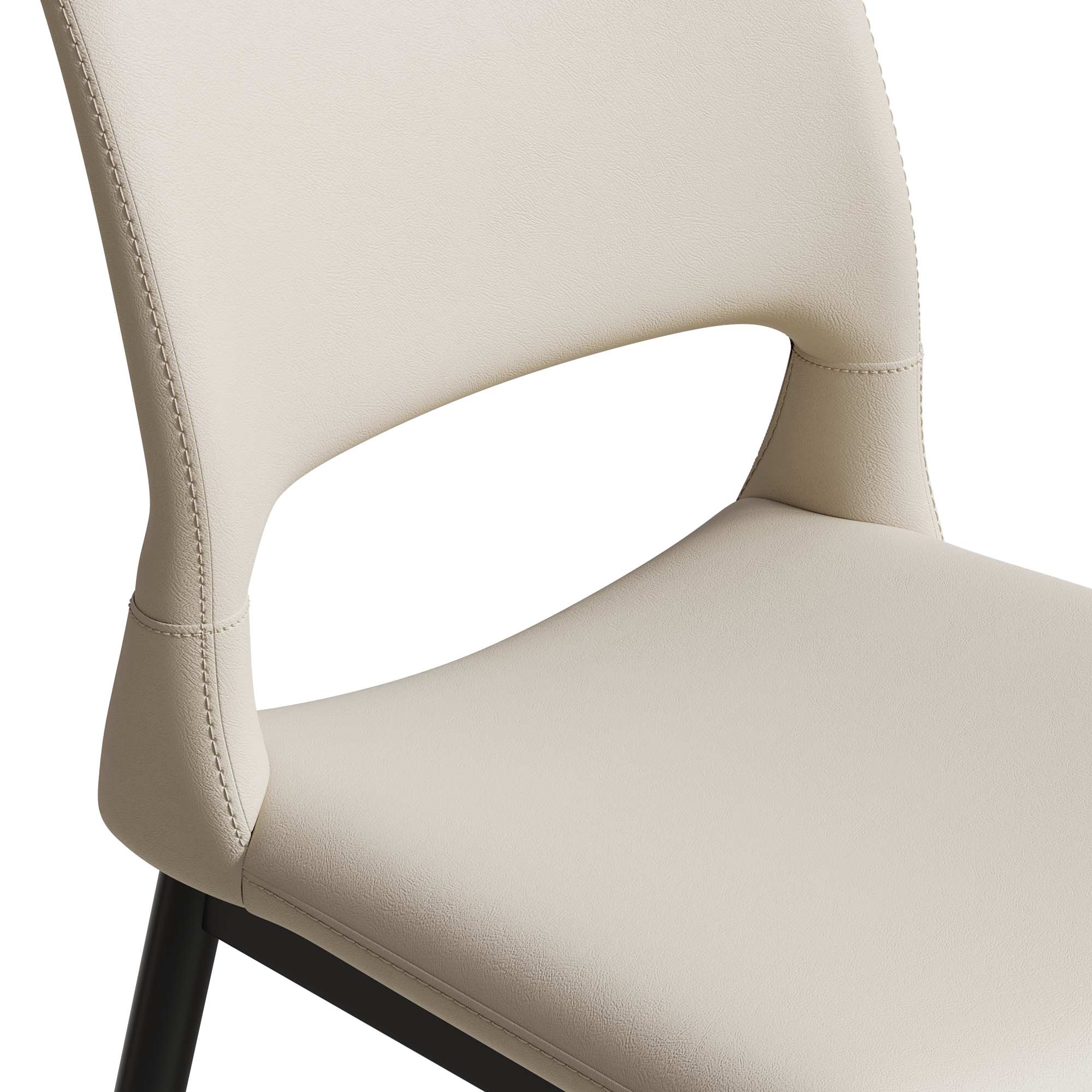 Modern minimalist white PU leather Dining Chairs Set of 2, comfortable backrest design, metal leg support, suitable for restaurants, kitchens, and offices.