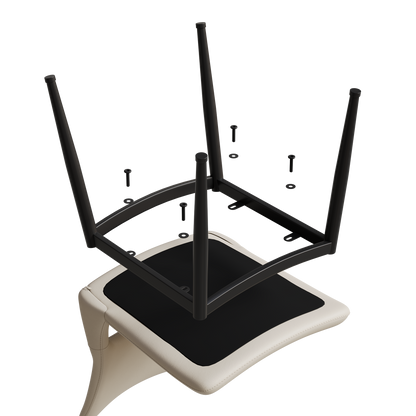 Modern minimalist white PU leather Dining Chairs Set of 2, comfortable backrest design, metal leg support, suitable for restaurants, kitchens, and offices.