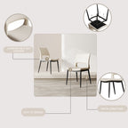 Modern minimalist white PU leather Dining Chairs Set of 2, comfortable backrest design, metal leg support, suitable for restaurants, kitchens, and offices.