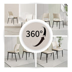 Modern minimalist white PU leather Dining Chairs Set of 2, comfortable backrest design, metal leg support, suitable for restaurants, kitchens, and offices.