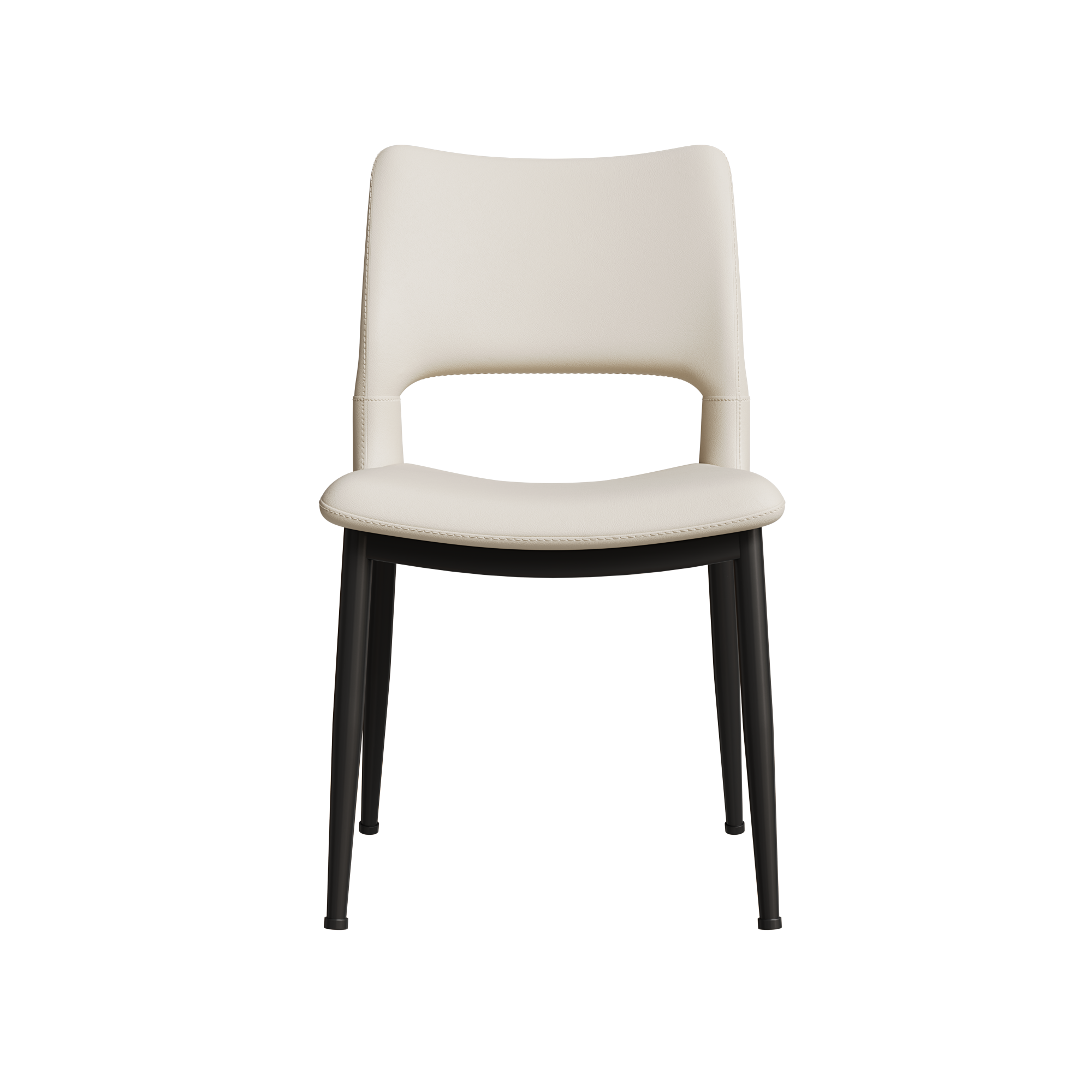Modern minimalist white PU leather Dining Chairs Set of 2, comfortable backrest design, metal leg support, suitable for restaurants, kitchens, and offices.