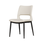 Modern minimalist white PU leather Dining Chairs Set of 2, comfortable backrest design, metal leg support, suitable for restaurants, kitchens, and offices.