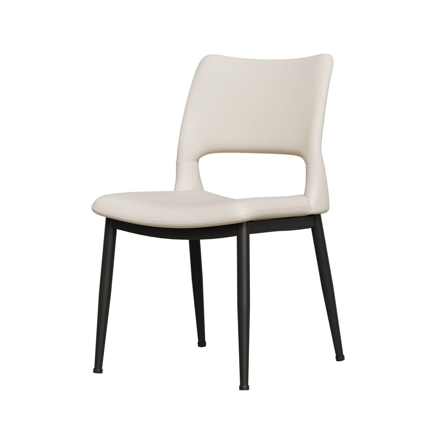 Modern minimalist white PU leather Dining Chairs Set of 2, comfortable backrest design, metal leg support, suitable for restaurants, kitchens, and offices.