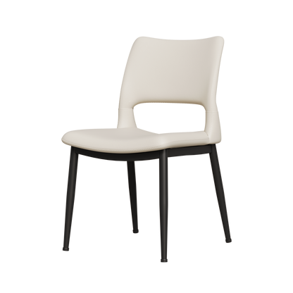 Modern minimalist white PU leather Dining Chairs Set of 2, comfortable backrest design, metal leg support, suitable for restaurants, kitchens, and offices.