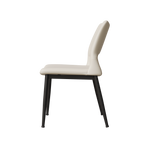 Modern minimalist white PU leather Dining Chairs Set of 2, comfortable backrest design, metal leg support, suitable for restaurants, kitchens, and offices.