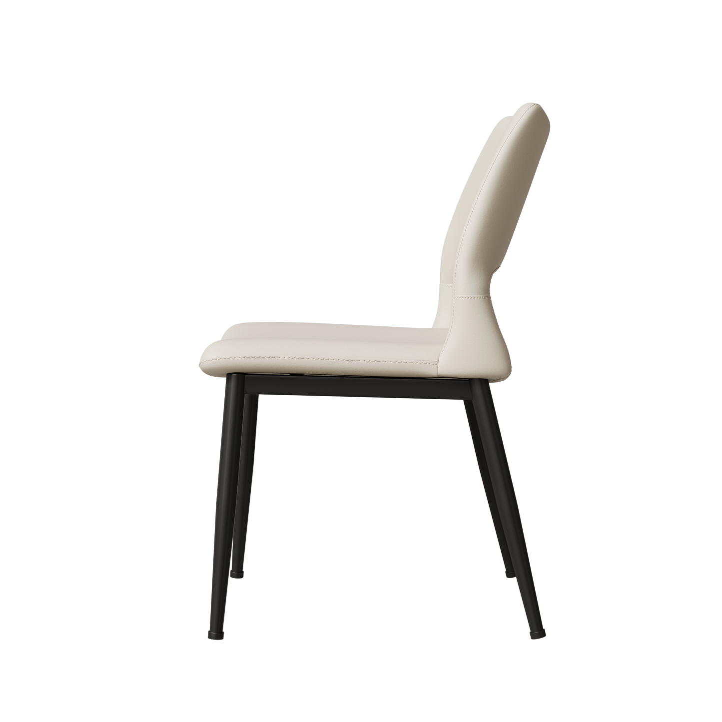 Modern minimalist white PU leather Dining Chairs Set of 2, comfortable backrest design, metal leg support, suitable for restaurants, kitchens, and offices.