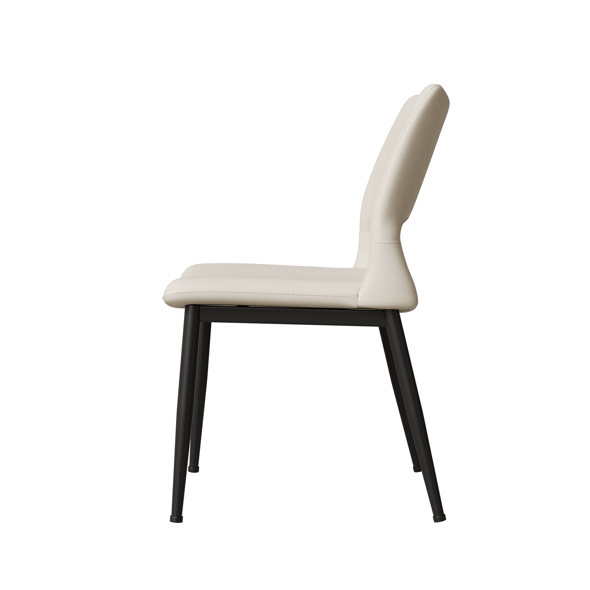 Modern minimalist white PU leather Dining Chairs Set of 2, comfortable backrest design, metal leg support, suitable for restaurants, kitchens, and offices.