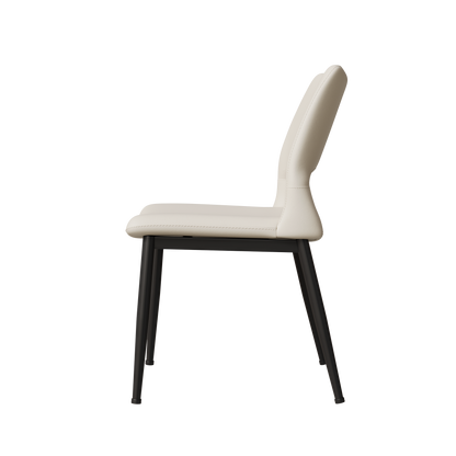 Modern minimalist white PU leather Dining Chairs Set of 2, comfortable backrest design, metal leg support, suitable for restaurants, kitchens, and offices.