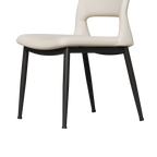Modern minimalist white PU leather Dining Chairs Set of 2, comfortable backrest design, metal leg support, suitable for restaurants, kitchens, and offices.