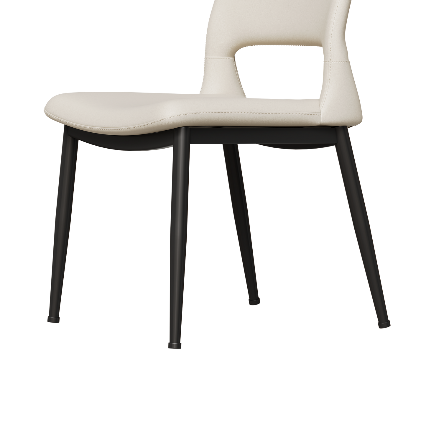 Modern minimalist white PU leather Dining Chairs Set of 2, comfortable backrest design, metal leg support, suitable for restaurants, kitchens, and offices.