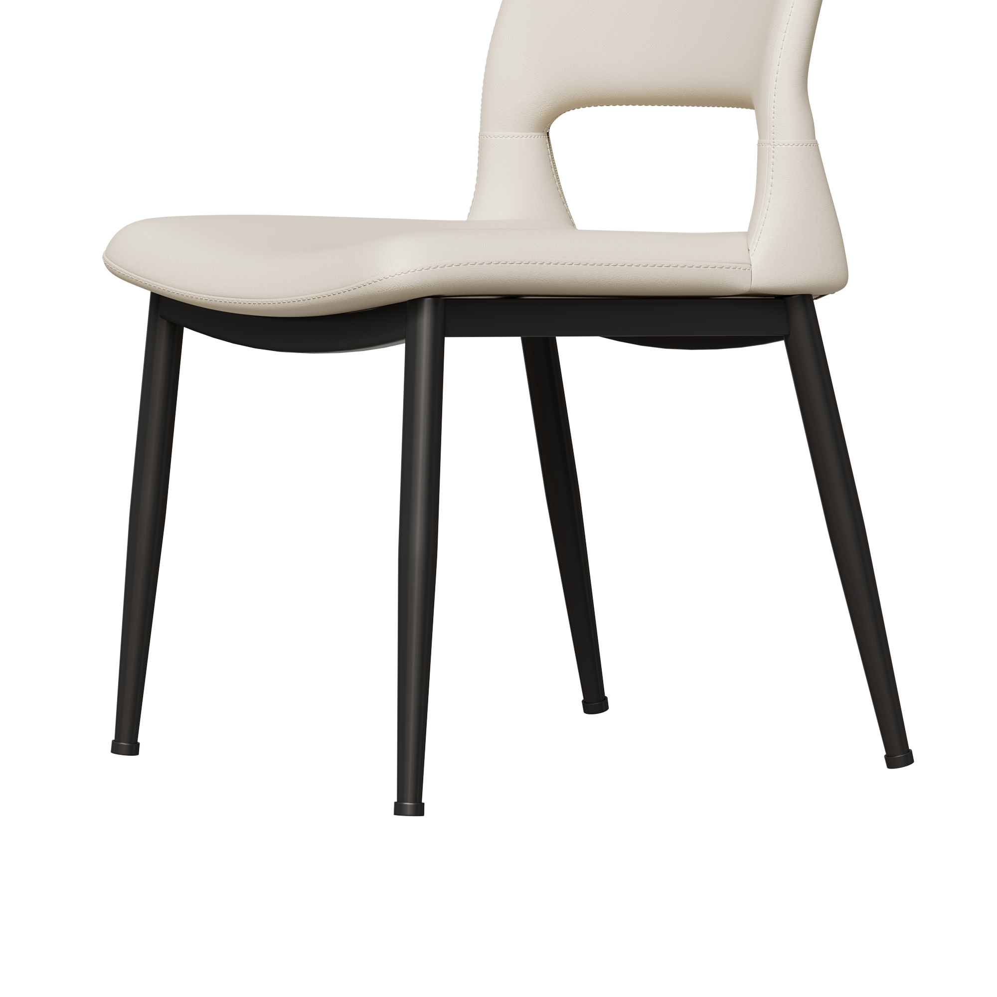 Modern minimalist white PU leather Dining Chairs Set of 2, comfortable backrest design, metal leg support, suitable for restaurants, kitchens, and offices.