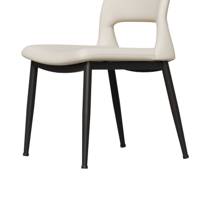 Modern minimalist white PU leather Dining Chairs Set of 2, comfortable backrest design, metal leg support, suitable for restaurants, kitchens, and offices.