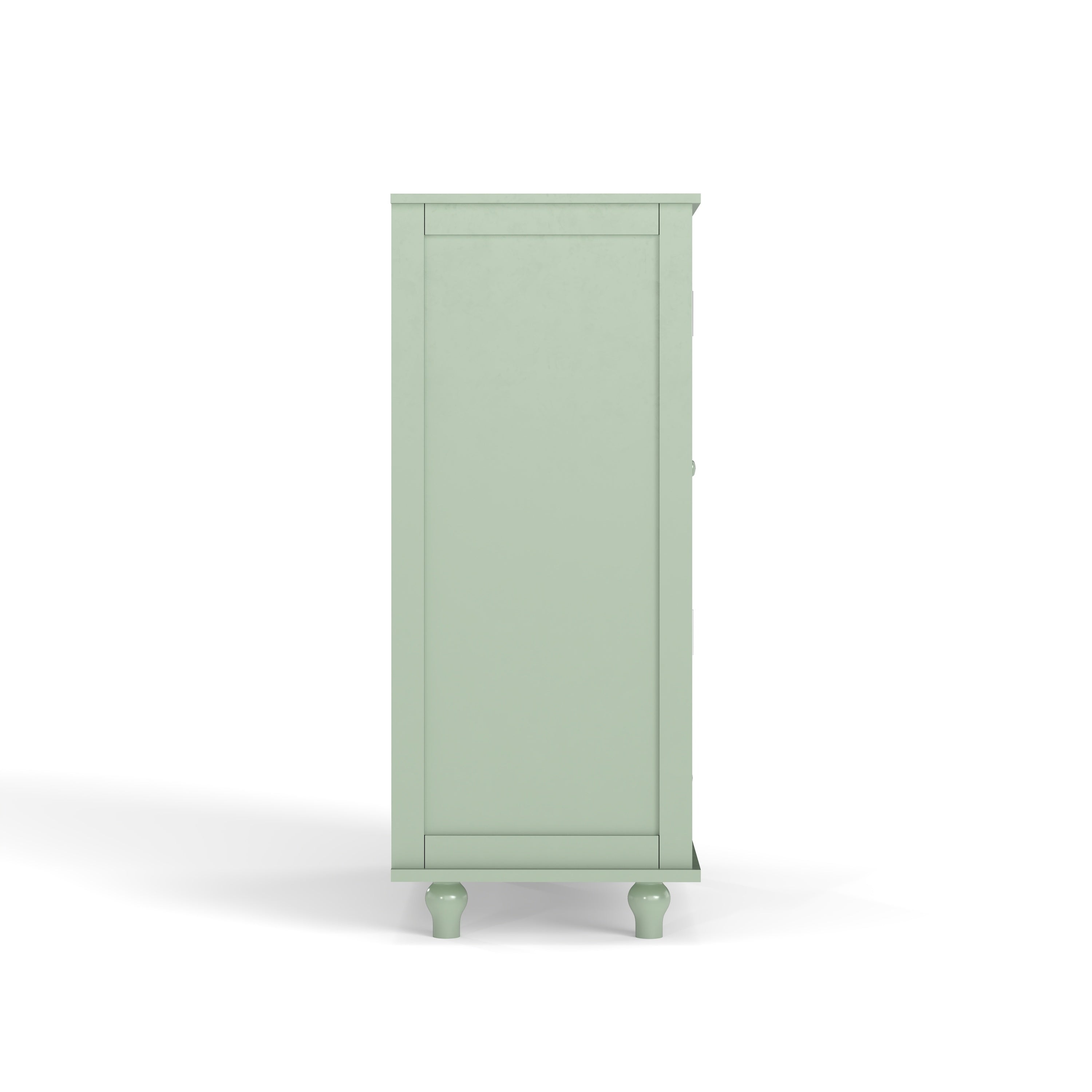 Minimalism Buffet Cabinet with Double Glass Doors and Drawer, Modern Wooden Storage Sideboard Cupboard for Living room, Dining Room Hallway Entryway (Mint Green)