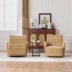 Modern Style 360° Swivel Leisure Chair Fabric Striped Armrest Swivel Chair with sand-rimmed fabric and metal bracket, suitable for living room, balcony and bedroom Accent Chair