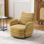 Modern Style 360° Swivel Leisure Chair Fabric Striped Armrest Swivel Chair with sand-rimmed fabric and metal bracket, suitable for living room, balcony and bedroom Accent Chair