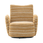 Modern Style 360° Swivel Leisure Chair Fabric Striped Armrest Swivel Chair with sand-rimmed fabric and metal bracket, suitable for living room, balcony and bedroom Accent Chair