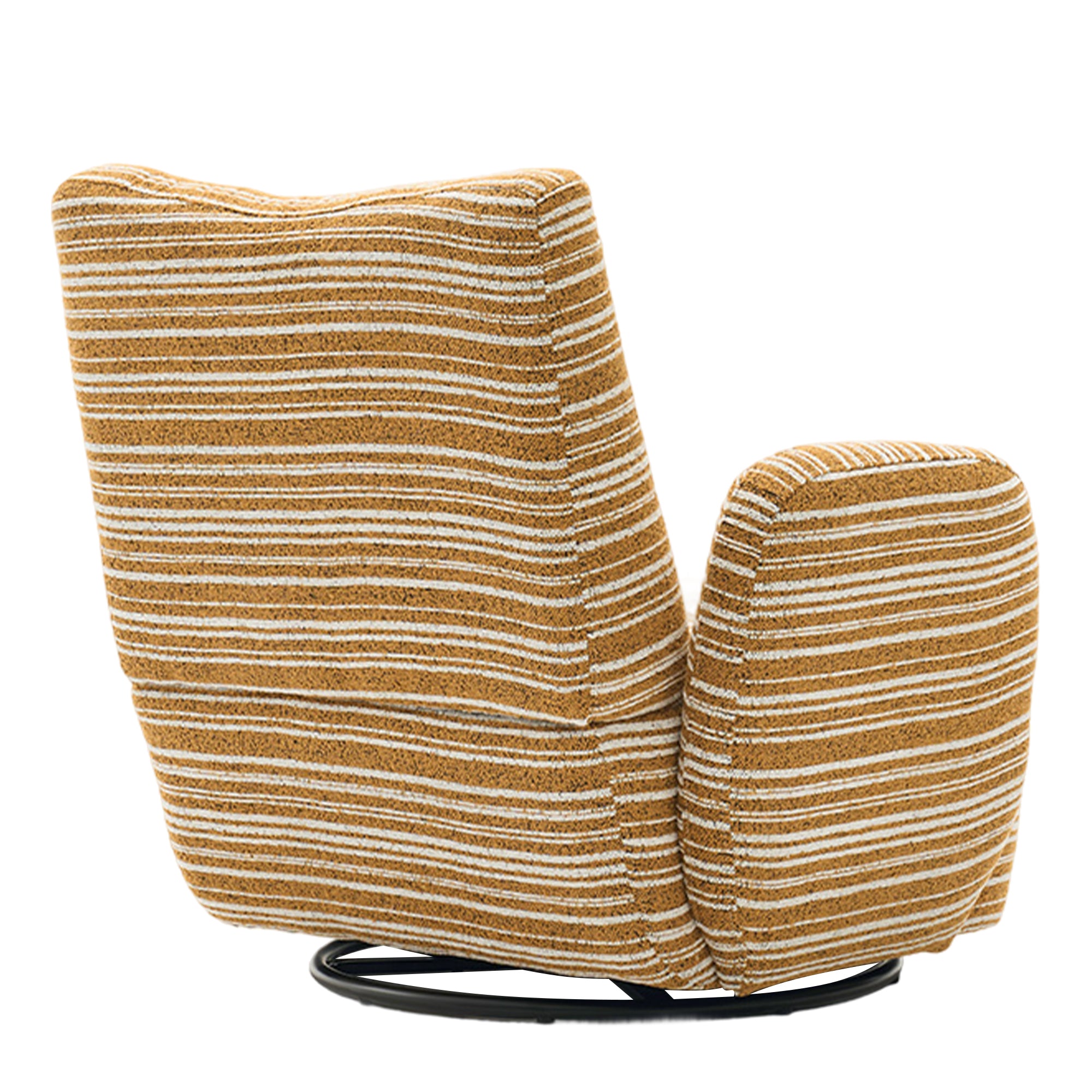 Modern Style 360° Swivel Leisure Chair Fabric Striped Armrest Swivel Chair with sand-rimmed fabric and metal bracket, suitable for living room, balcony and bedroom Accent Chair