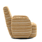 Modern Style 360° Swivel Leisure Chair Fabric Striped Armrest Swivel Chair with sand-rimmed fabric and metal bracket, suitable for living room, balcony and bedroom Accent Chair