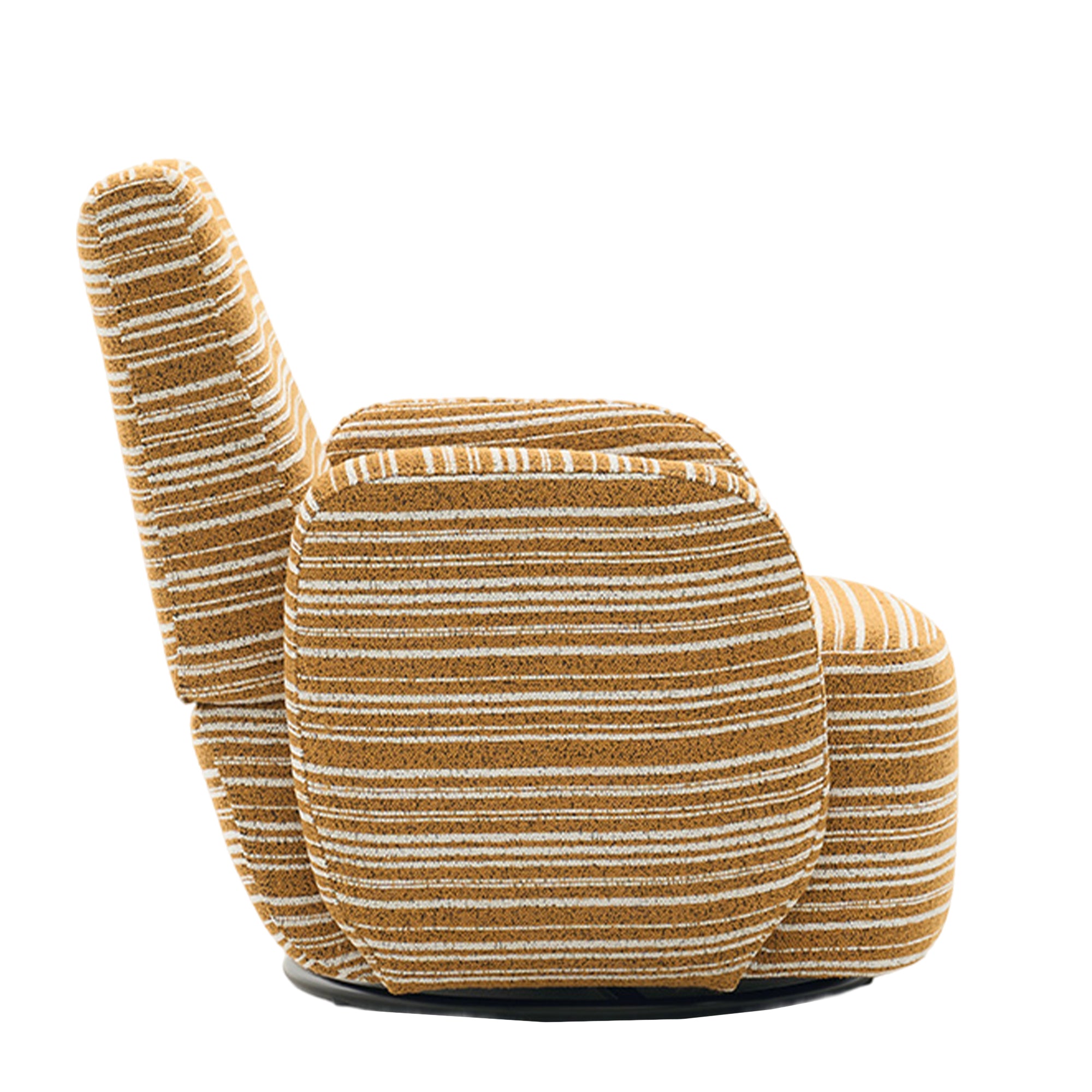 Modern Style 360° Swivel Leisure Chair Fabric Striped Armrest Swivel Chair with sand-rimmed fabric and metal bracket, suitable for living room, balcony and bedroom Accent Chair