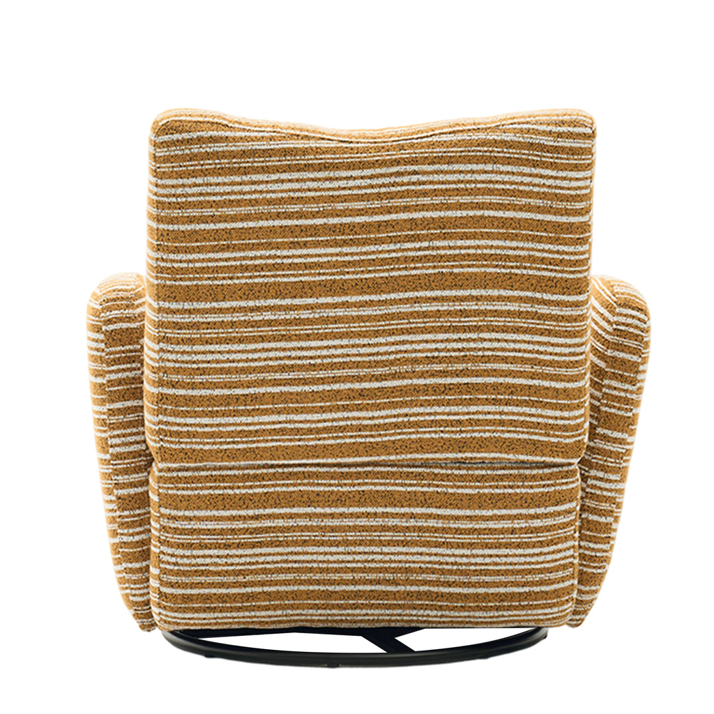Modern Style 360° Swivel Leisure Chair Fabric Striped Armrest Swivel Chair with sand-rimmed fabric and metal bracket, suitable for living room, balcony and bedroom Accent Chair