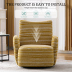 Modern Style 360° Swivel Leisure Chair Fabric Striped Armrest Swivel Chair with sand-rimmed fabric and metal bracket, suitable for living room, balcony and bedroom Accent Chair