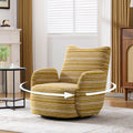 Modern Style 360° Swivel Leisure Chair Fabric Striped Armrest Swivel Chair with sand-rimmed fabric and metal bracket, suitable for living room, balcony and bedroom Accent Chair