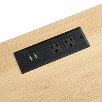 Nightstand with Outlet & USB Port, Modern Bedside Table with Charging Station and Storage Drawer, Modern Design for Small Spaces,Natural Color Nightstands