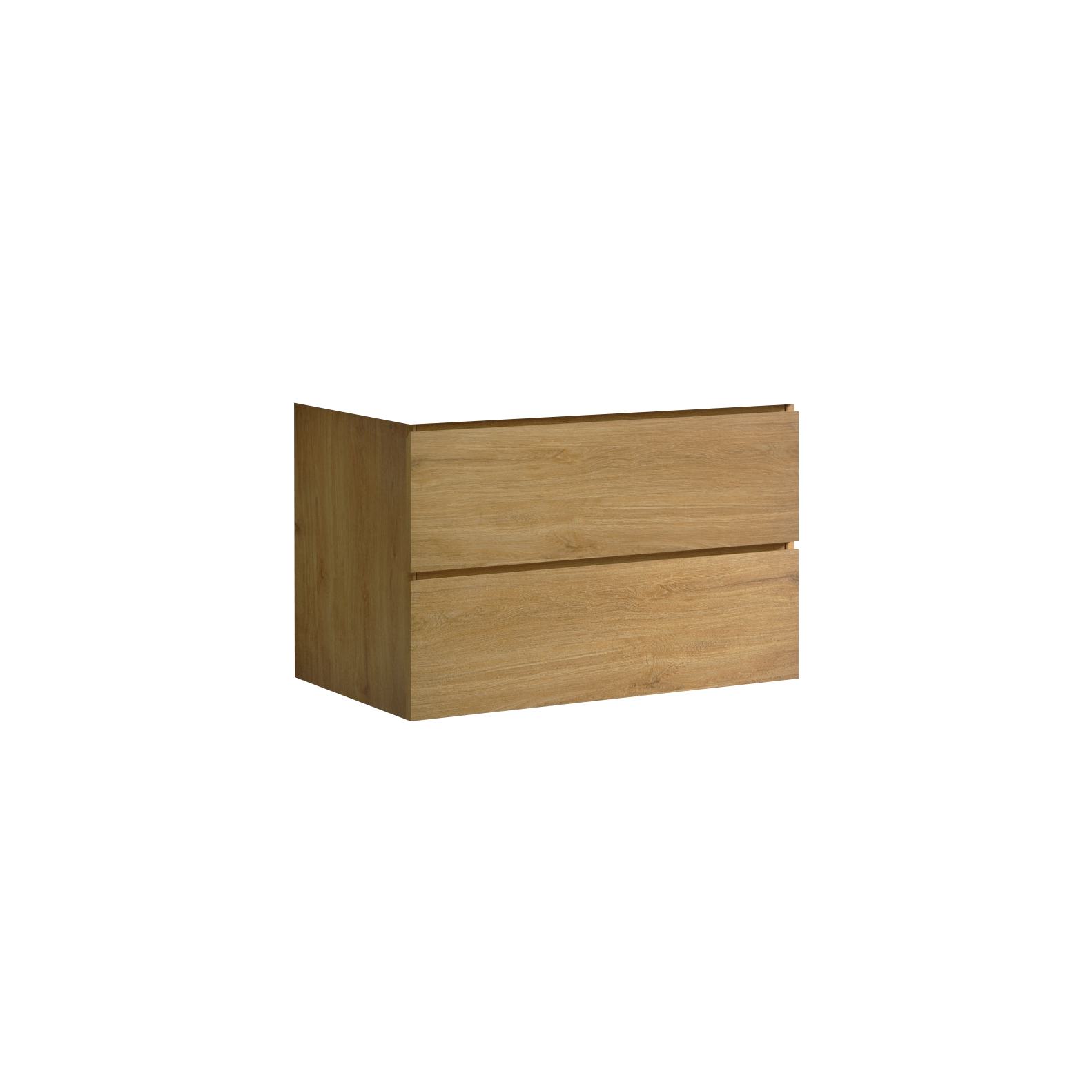 Wall mount cabinet WITHOUT basin, Natural oak color, with two drawers,KD Bathroom Cabinets