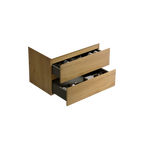 Wall mount cabinet WITHOUT basin, Natural oak color, with two drawers,KD Bathroom Cabinets