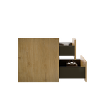 Wall mount cabinet WITHOUT basin, Natural oak color, with two drawers,KD Bathroom Cabinets