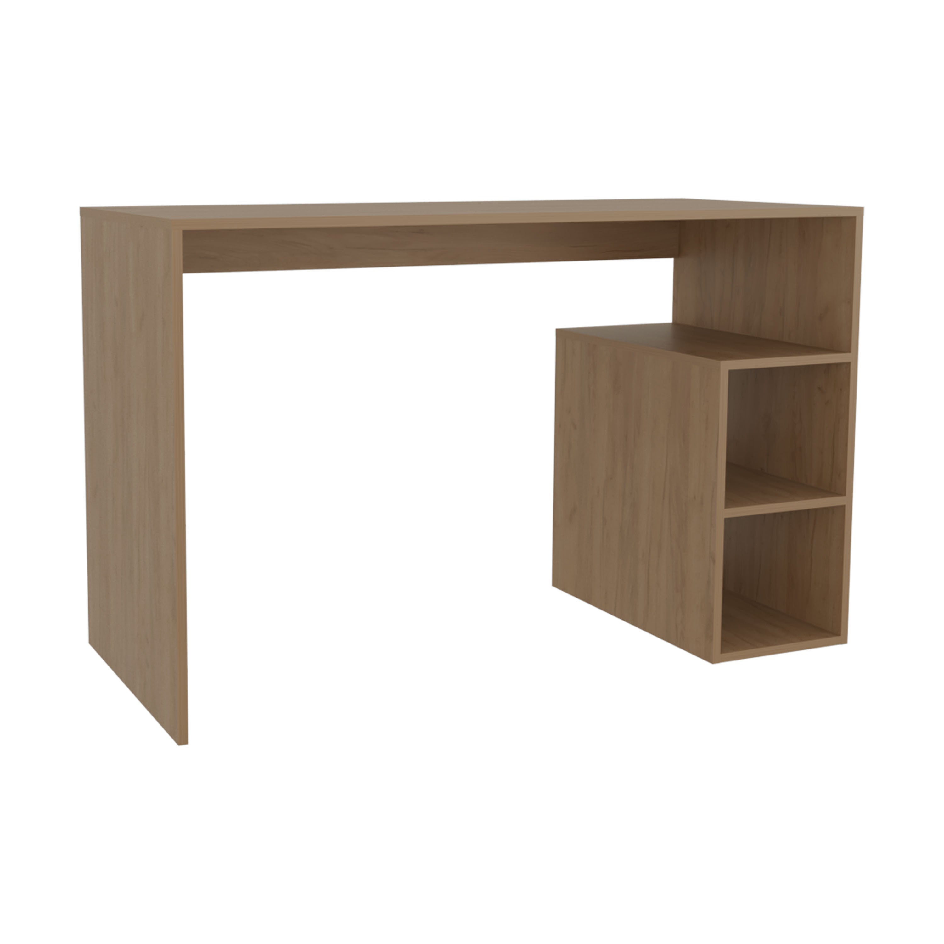 Solid 47' Wide Four Shelves Writting Desk, Home Office, Living Room, Gamer Desk Natural Oak