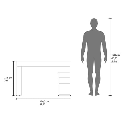 Solid 47' Wide Four Shelves Writting Desk, Home Office, Living Room, Gamer Desk Natural Oak