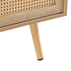 41.34" Rattan Coffee table, sliding door for storage, solid wood legs, Modern table for living room , natural - Groovy Boardz