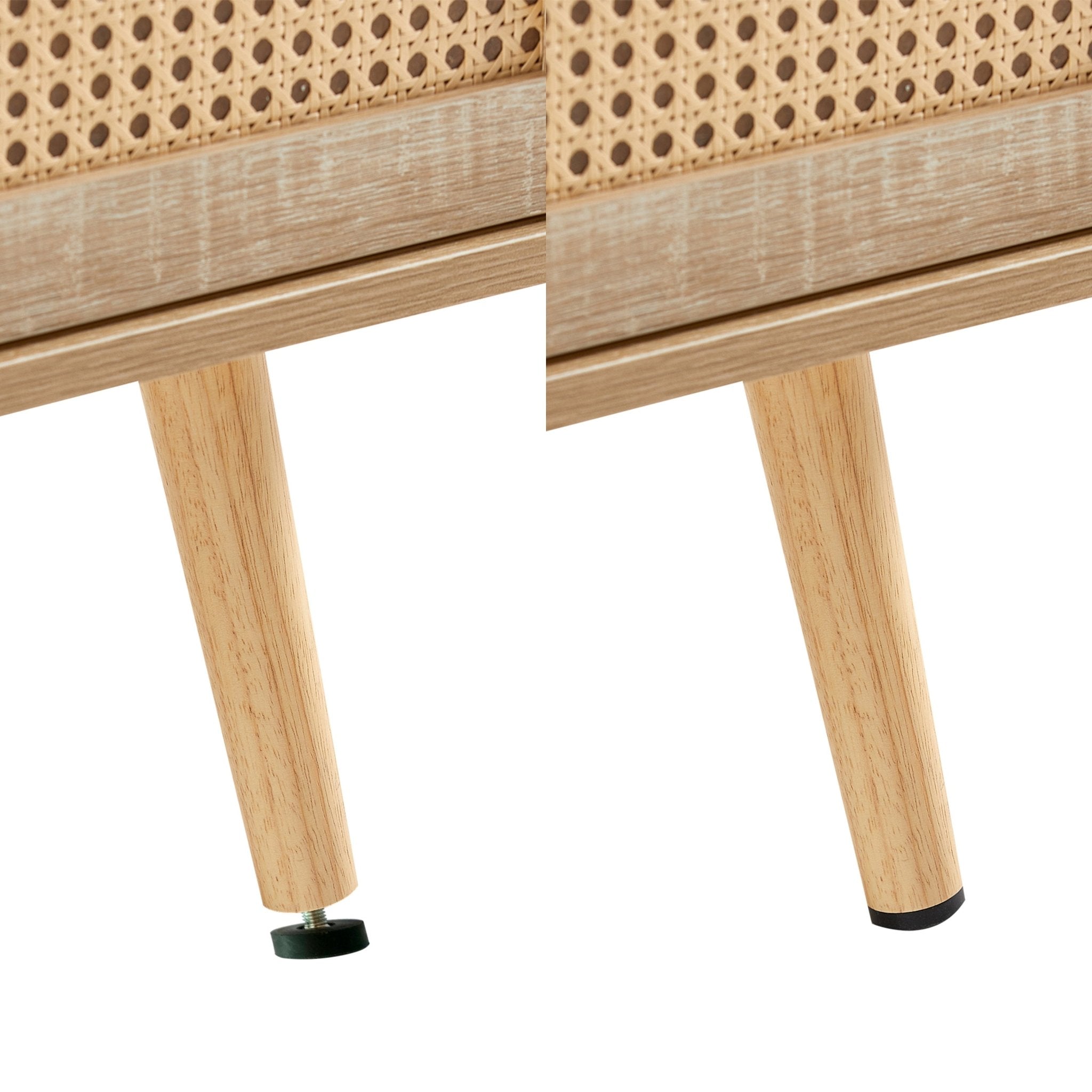 41.34" Rattan Coffee table, sliding door for storage, solid wood legs, Modern table for living room , natural - Groovy Boardz