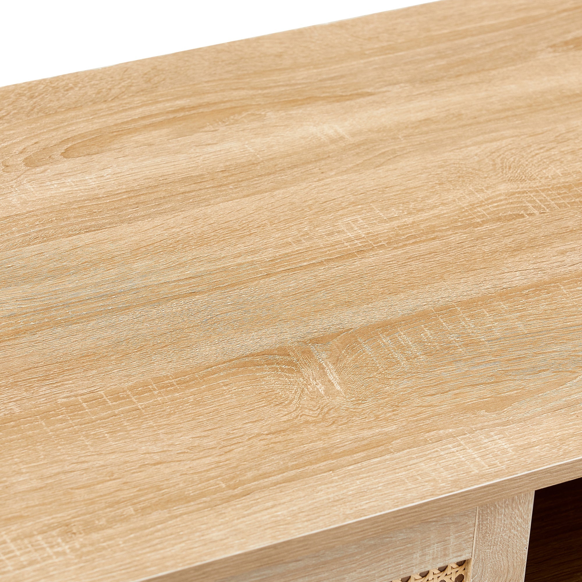 41.34" Rattan Coffee table, sliding door for storage, solid wood legs, Modern table for living room , natural - Groovy Boardz