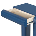 U_Style 47.6' Modern Painted Entryway Table with 2 Curved Drawers,Space-Saving Hallway Table with Geometric Legs,Contemporary Narrow Sofa Table for Living Room,Bedroom,Small Apartments, Foyer(Blue)