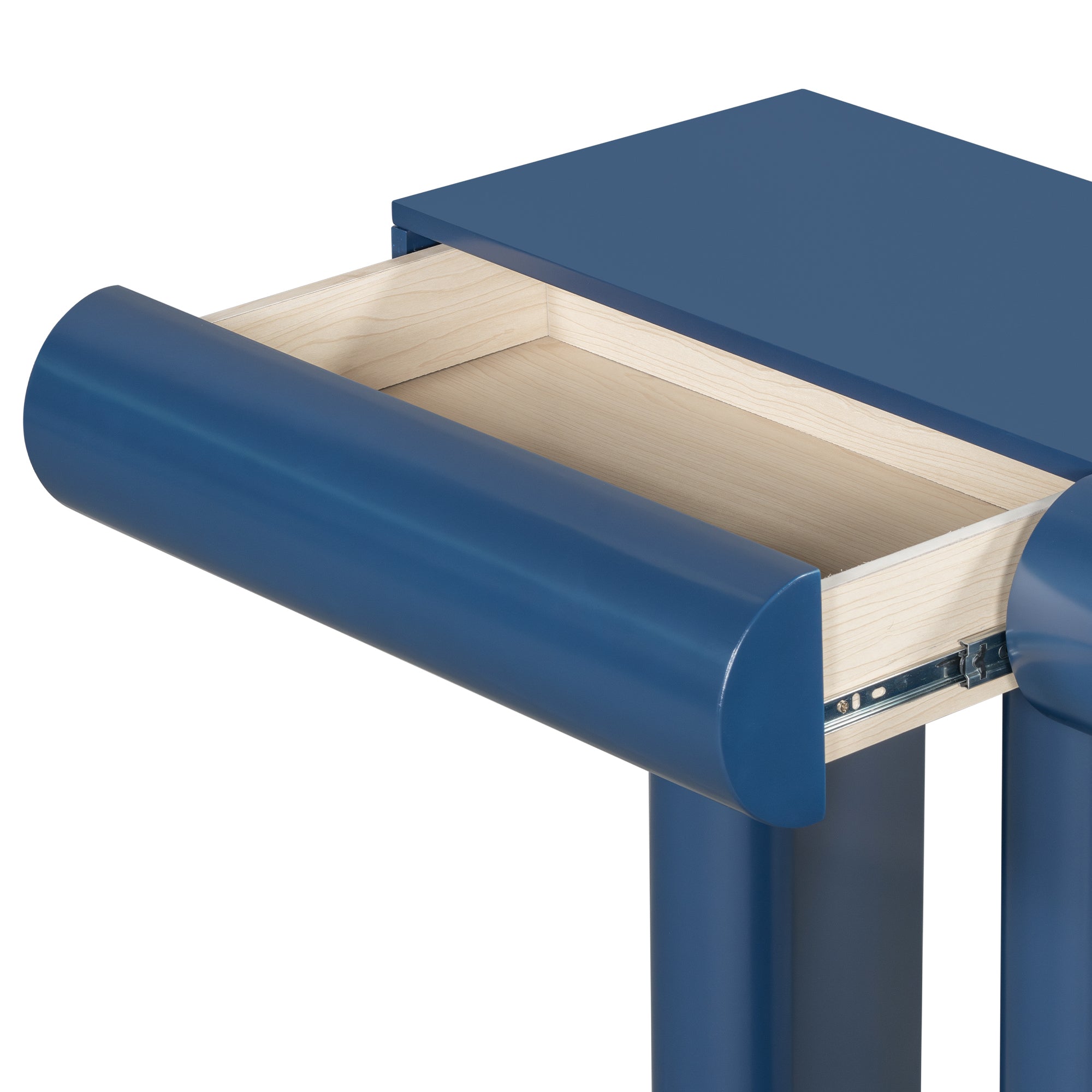 U_Style 47.6' Modern Painted Entryway Table with 2 Curved Drawers,Space-Saving Hallway Table with Geometric Legs,Contemporary Narrow Sofa Table for Living Room,Bedroom,Small Apartments, Foyer(Blue)